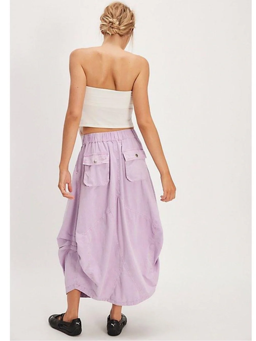 NWT Free People Willow Poplin Maxi Skirt in Pink Lavender Size XS